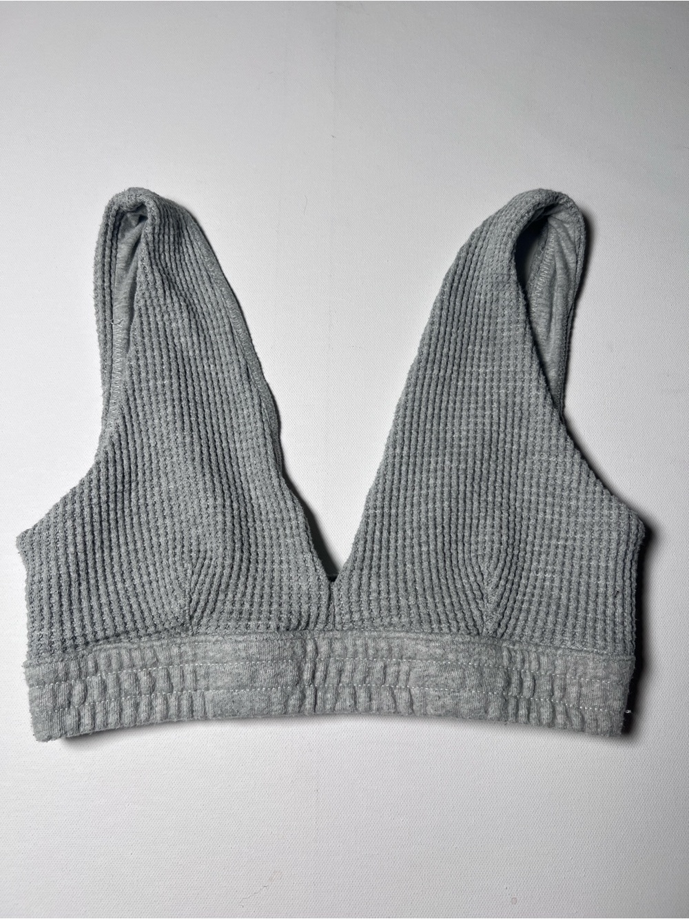 Aerie Waffle Knit Deep V triangle bralette small